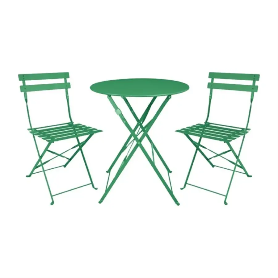Table ronde style trottoir vert forêt – 710 x Ø 600 mm – Légère et pliable