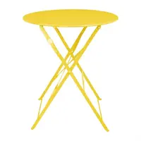 Table ronde style trottoir jaune doux – 710 x Ø 600 mm – Légère et pliable