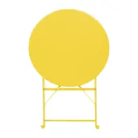 Table ronde style trottoir jaune doux – 710 x Ø 600 mm – Légère et pliable
