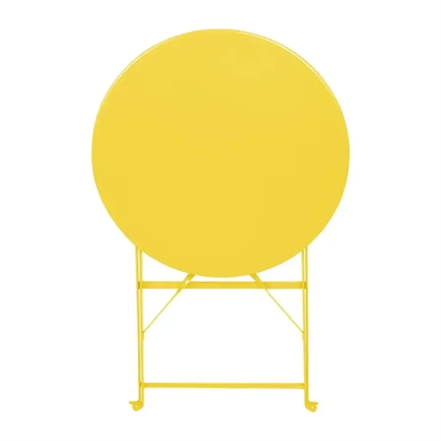 Table ronde style trottoir jaune doux – 710 x Ø 600 mm – Légère et pliable