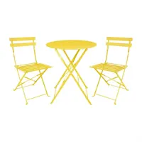 Table ronde style trottoir jaune doux – 710 x Ø 600 mm – Légère et pliable