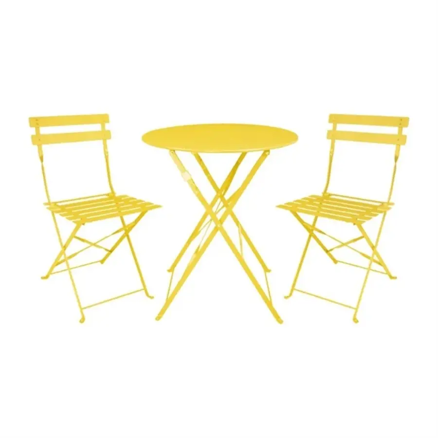 Table ronde style trottoir jaune doux – 710 x Ø 600 mm – Légère et pliable
