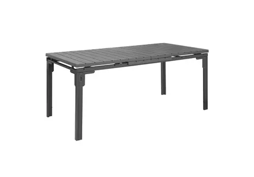  Bolero Table d'extérieur extensible à lattes grises Valletta – 1800 x 895 x 774 mm – Résistante aux rayures et aux UV 