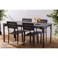 Table d'extérieur extensible à lattes grises Valletta – 1800 x 895 x 774 mm – Résistante aux rayures et aux UV