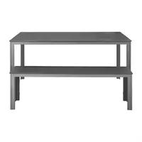 Table rectangulaire orientale lattée grise Valletta – 1560 x 780 x 742 mm – Résistante aux rayures et aux UV