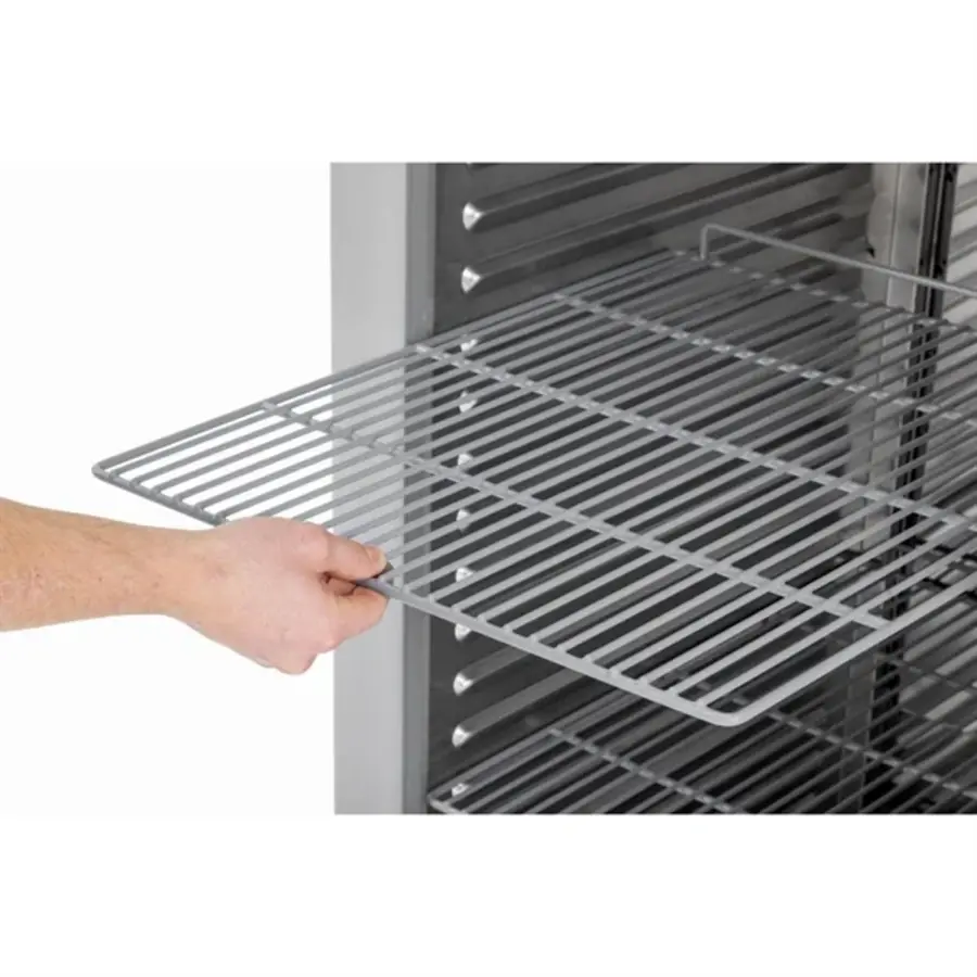 Energy-efficient Double Door Upright Freezer 1400L – Stainless Steel, -22°C to -10°C, 902W, 215x140x81 cm