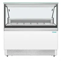 Energiezuinige 6-Pan IJs Vitrine Kast Vriezer – Gelakt staal & glas, -18°C tot -16°C, 880W, 128x128x73 cm