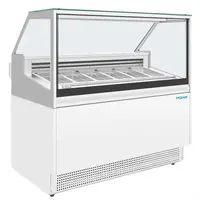 Energiezuinige 6-Pan IJs Vitrine Kast Vriezer – Gelakt staal & glas, -18°C tot -16°C, 880W, 128x128x73 cm