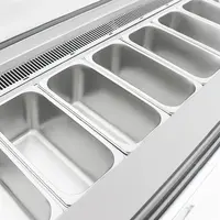 Energiezuinige 6-Pan IJs Vitrine Kast Vriezer – Gelakt staal & glas, -18°C tot -16°C, 880W, 128x128x73 cm