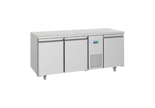  Polar Établi réfrigéré 3 portes économe en énergie 474 L – Acier inoxydable, -2 °C à +8 °C, 286 W, 85 x 179 x 70 cm 
