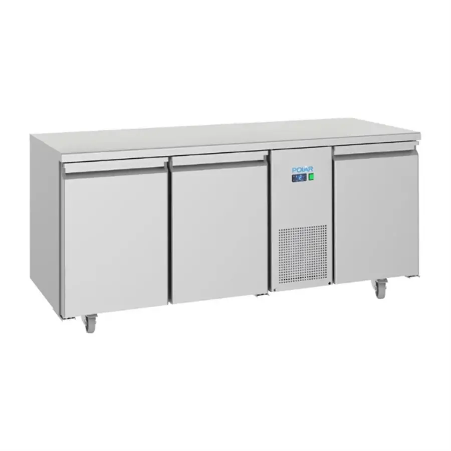Energy-efficient 3-Door Refrigerated Workbench 474L – Stainless Steel, -2°C to +8°C, 286W, 85x179x70 cm