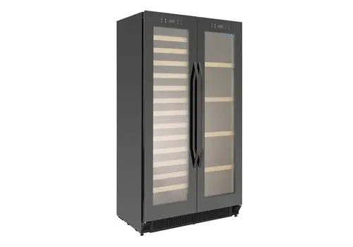  Polar Réfrigérateur à bière et à vin à deux portes 365 L – Acier et verre, +2 °C à +20 °C, 150 W, 163 x 89 x 55 cm 
