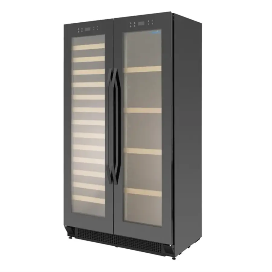 Réfrigérateur à bière et à vin à deux portes 365 L – Acier et verre, +2 °C à +20 °C, 150 W, 163 x 89 x 55 cm