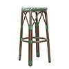HorecaTraders Tabourets de bar en rotin synthétique style parisien, mélange de pois verts (lot de 2)