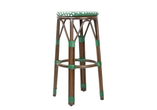  HorecaTraders Tabourets de bar en rotin synthétique style parisien, mélange de pois verts (lot de 2) 