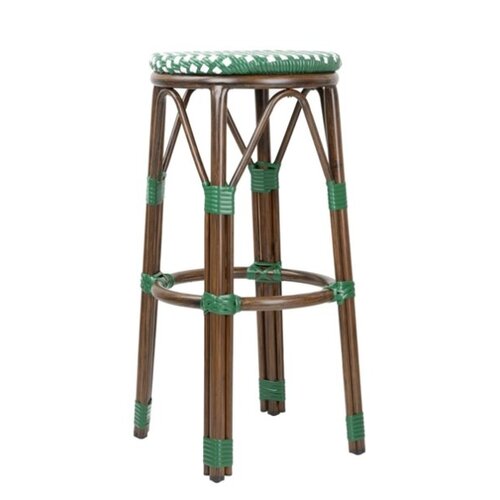  HorecaTraders Parijse Stijl PE Rotan Barkrukken Groen Stip Mix (2 Pack) 