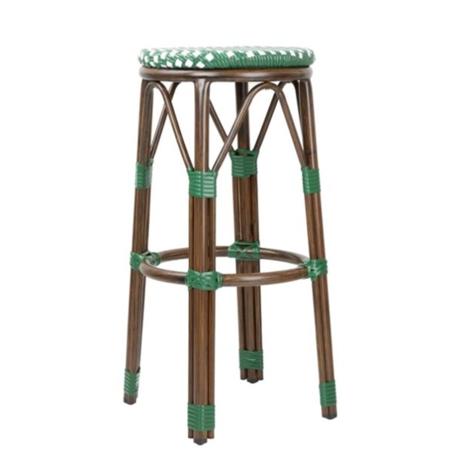 Tabourets de bar en rotin synthétique style parisien, mélange de pois verts (lot de 2)