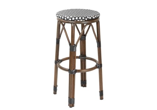  HorecaTraders Parisian Style PE Rattan Bar Stools Black Dot Mix (2 pieces) 