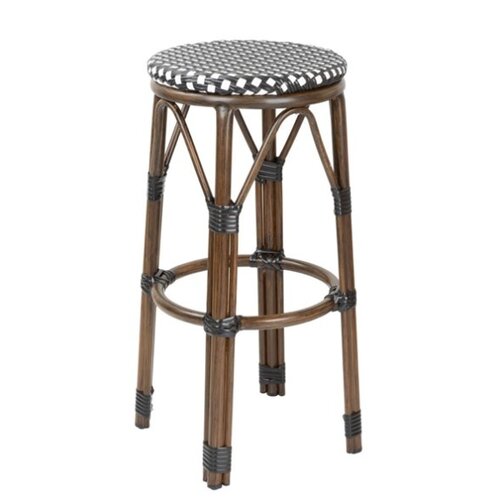  HorecaTraders Parisian Style PE Rattan Bar Stools Black Dot Mix (2 pieces) 