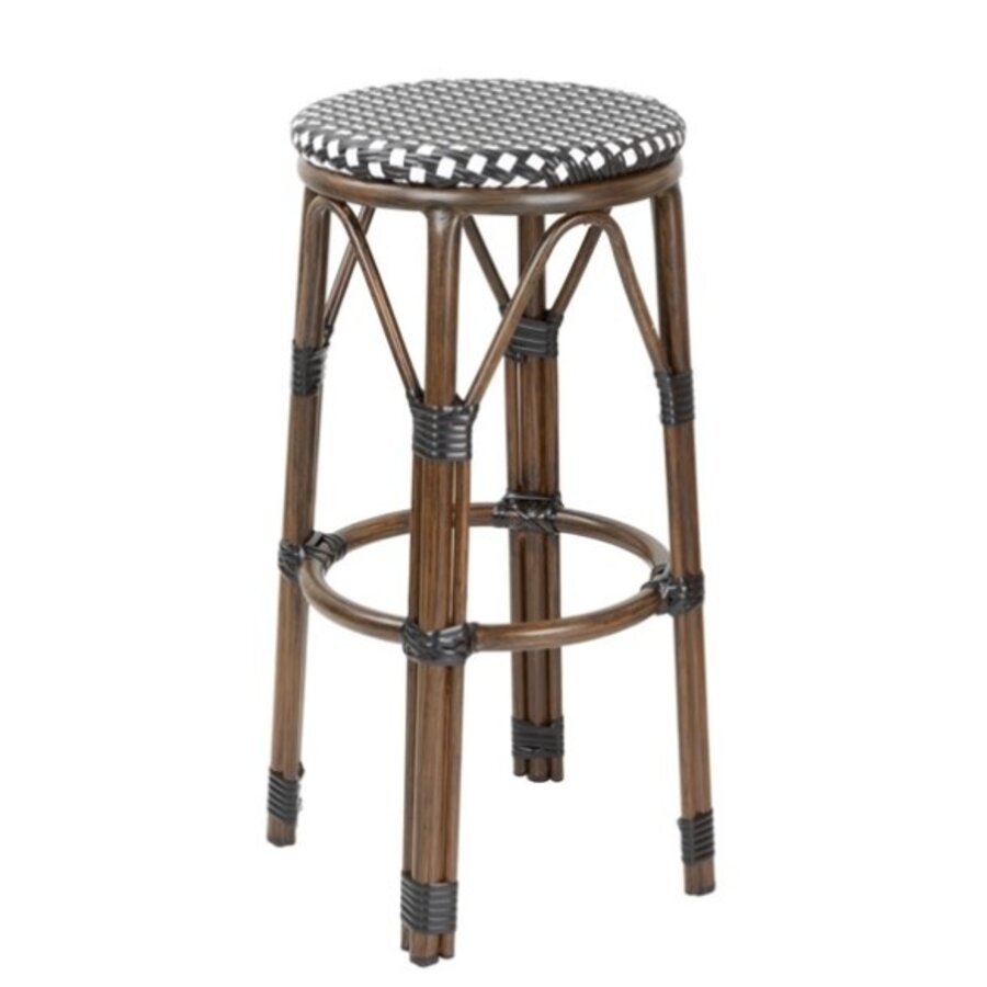 Tabourets de bar en rotin synthétique style parisien, mélange de pois noirs (2 pièces)