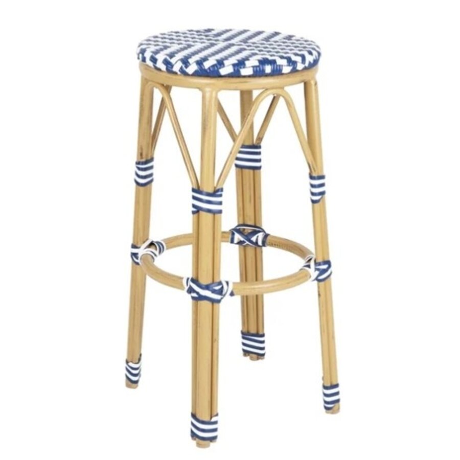 Tabourets de bar en rotin synthétique de style parisien bleus (lot de 2)