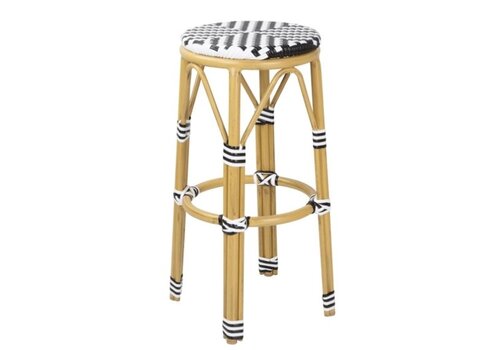  HorecaTraders Tabourets de bar en osier PE de style parisien, noir (lot de 2) 