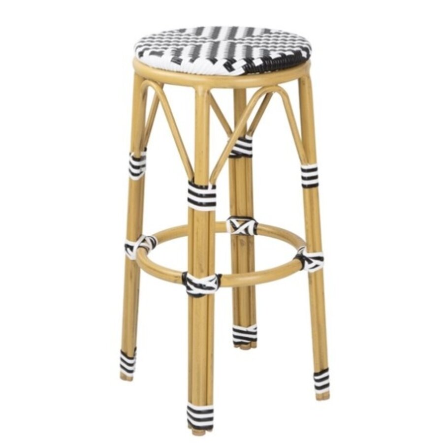 Tabourets de bar en osier PE de style parisien, noir (lot de 2)