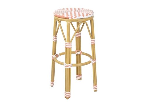  HorecaTraders Tabourets de bar en rotin PE de style parisien corail (lot de 2) 