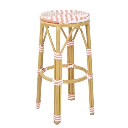  HorecaTraders Tabourets de bar en rotin PE de style parisien corail (lot de 2) 