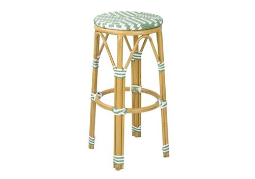  HorecaTraders Tabourets de bar en rotin synthétique style parisien vert clair (2 pièces) 