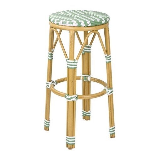  HorecaTraders Tabourets de bar en rotin synthétique style parisien vert clair (2 pièces) 