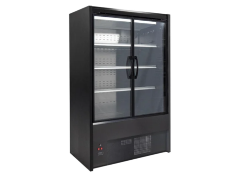  HorecaTraders Cervinho Multideck Display Black With Hinged Doors 1000mm 