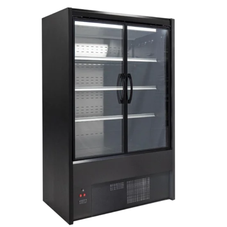 Cervinho Multideck Display Black With Hinged Doors 1000mm