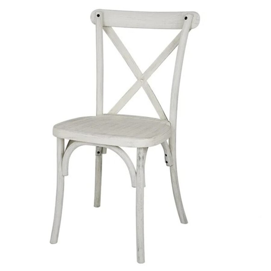 Chaises Manhattan à dossier croisé en résine, finition chaux (lot de 4)