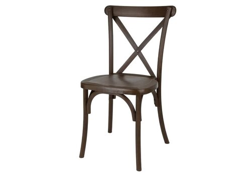  Bolero Chaises Manhattan à dossier croisé en résine effet bois foncé (lot de 4) 