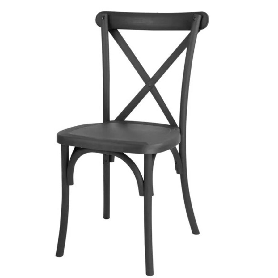 Chaises Manhattan en plastique noir à dossier croisé (lot de 4)