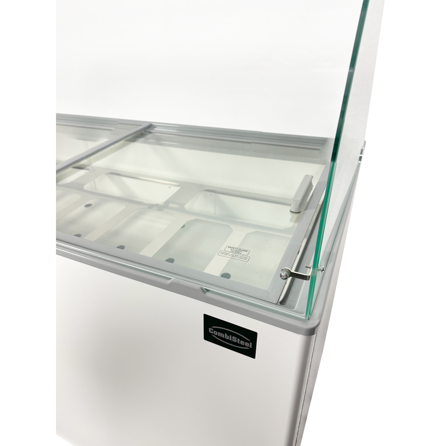 Vitrine à glaces avec 8 pots de glace | 118x72x123 cm