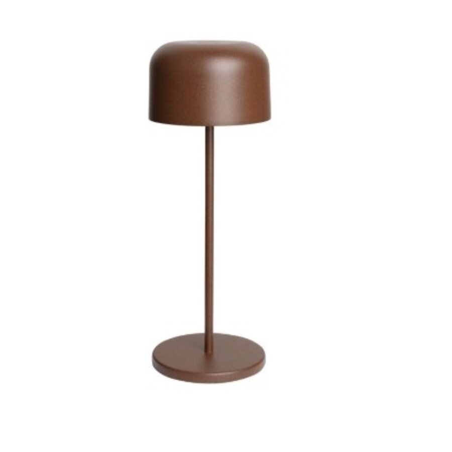 Lampe de table ronde en forme de dôme châtaigne – Rechargeable, à intensité variable et sans fil – 300 mm
