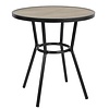 Bolero Table d'extérieur ronde noire 70 cm – Aspect aluminium et bois