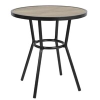 Round Outdoor Table Black 70cm – Aluminum & Wood Look
