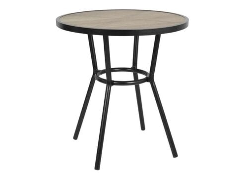  Bolero Round Outdoor Table Black 70cm – Aluminum & Wood Look 