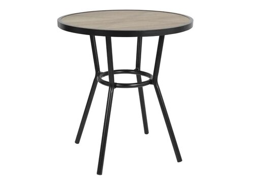  Bolero Table d'extérieur ronde noire 70 cm – Aspect aluminium et bois 