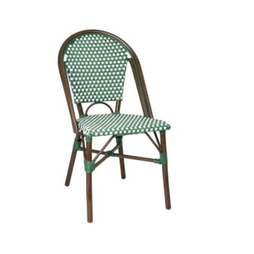  Bolero Parijse Stijl PE Rotan Stoelen Groen Stippenpatroon – Set van 2 