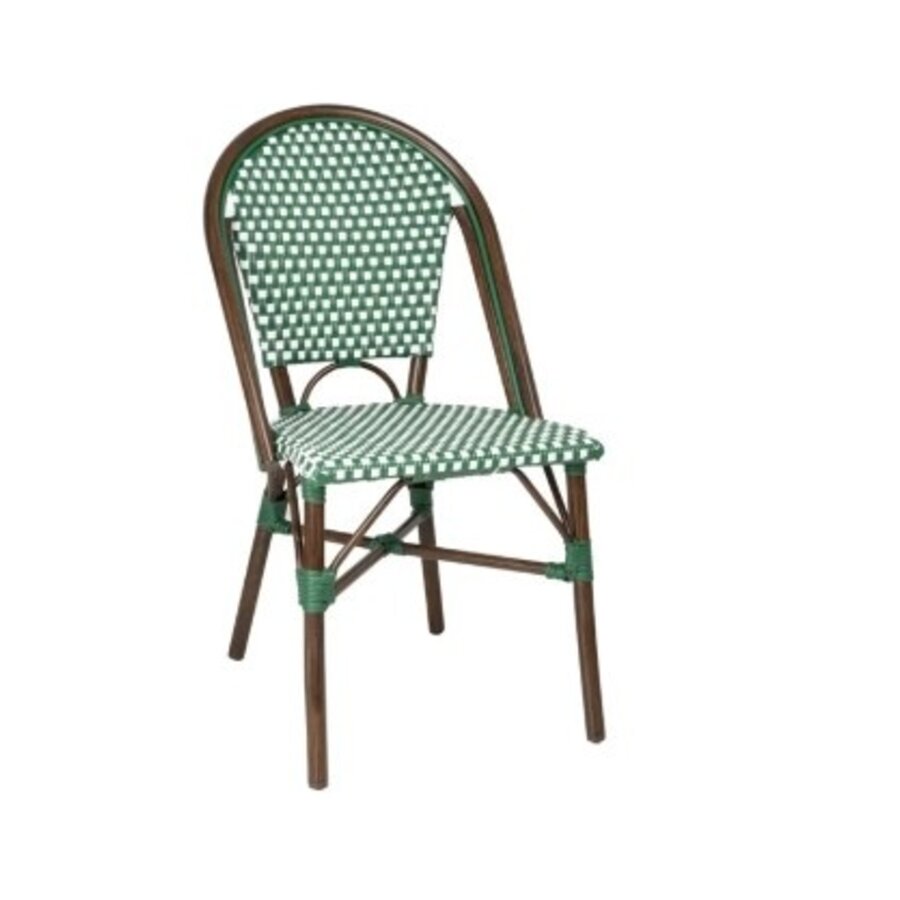 Chaise en rotin synthétique style parisien, mélange de pois verts (2 pièces)