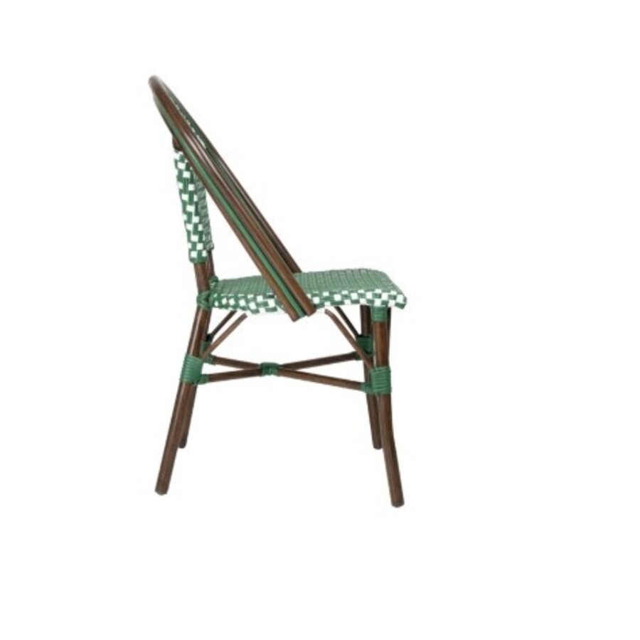 Chaise en rotin synthétique style parisien, mélange de pois verts (2 pièces)