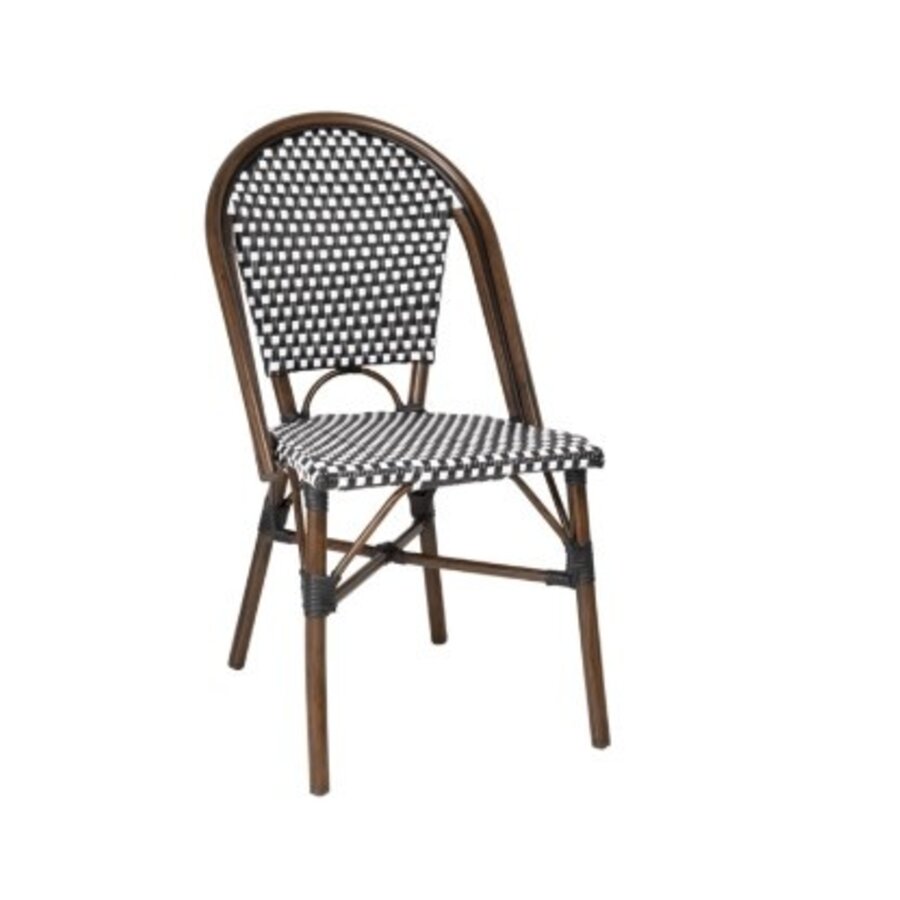 Chaise en rotin synthétique style parisien, mélange de pois noirs (lot de 2)
