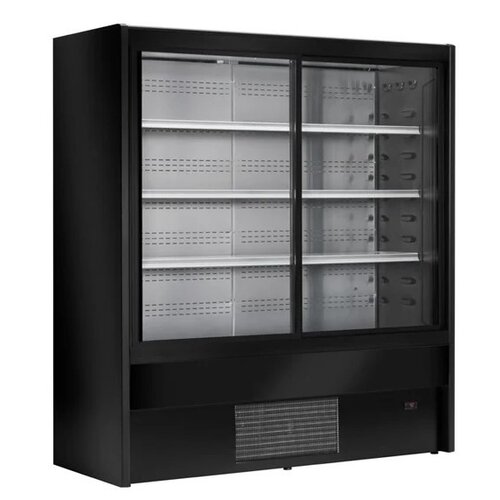  HorecaTraders Cervinho Multideck 100 cm – Schwarz, Schiebetüren, LED 