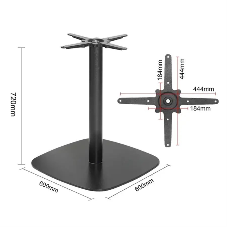 Tischgestell aus Gusseisen, Schwarz, 720 x 600 mm – Robust und stilvoll für Gastronomie und Zuhause
