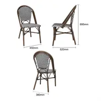 Chaises en rotin synthétique style parisien, mélange de pois noirs – Lot de 2