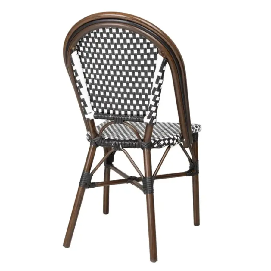Chaises en rotin synthétique style parisien, mélange de pois noirs – Lot de 2
